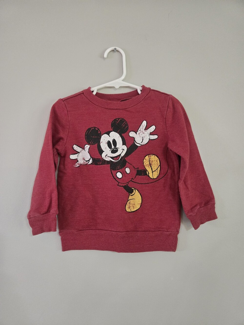 Disney Mickey Mouse Boys Sweatshirt Size 3T Red Crewneck Pullover